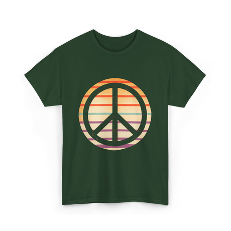 Peace Sign Retro Vibe T-Shirt - Forest Green