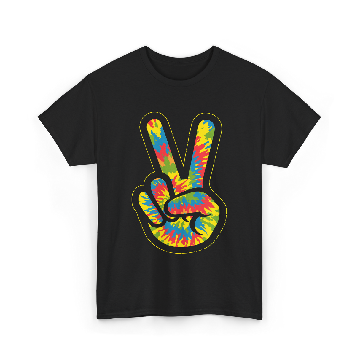 Peace Sign Tie Dye Hippie T-Shirt - Black