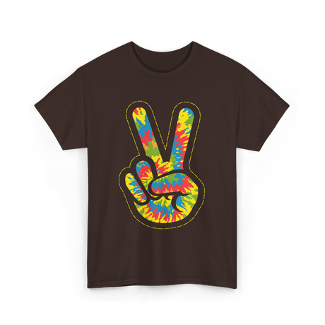 Peace Sign Tie Dye Hippie T-Shirt - Dark Chocolate