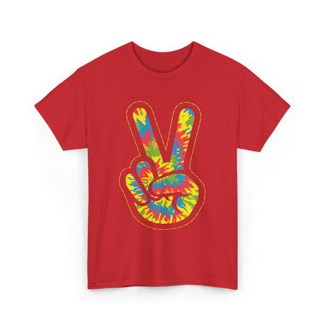 Peace Sign Tie Dye Hippie T-Shirt - Red