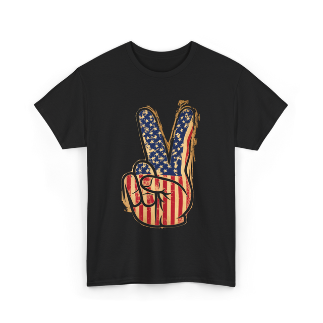 Peace Sign Vintage American T-Shirt - Black