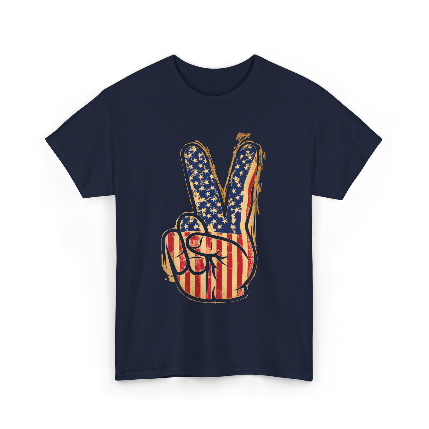 Peace Sign Vintage American T-Shirt - Navy