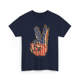 Peace Sign Vintage American T-Shirt - Navy