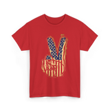 Peace Sign Vintage American T-Shirt - Red