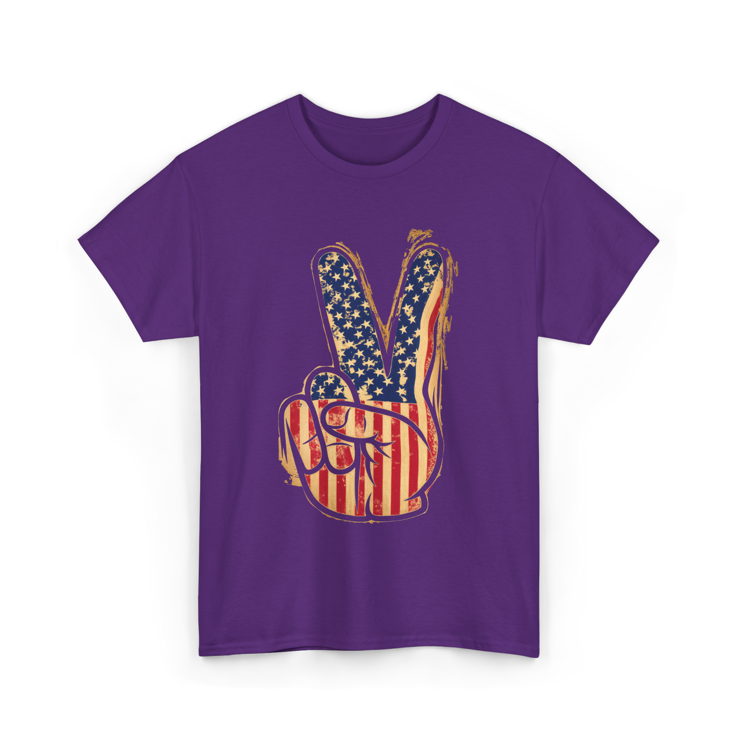 Peace Sign Vintage American T-Shirt - Purple