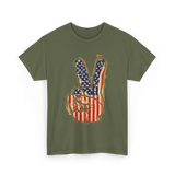 Peace Sign Vintage American T-Shirt - Military Green