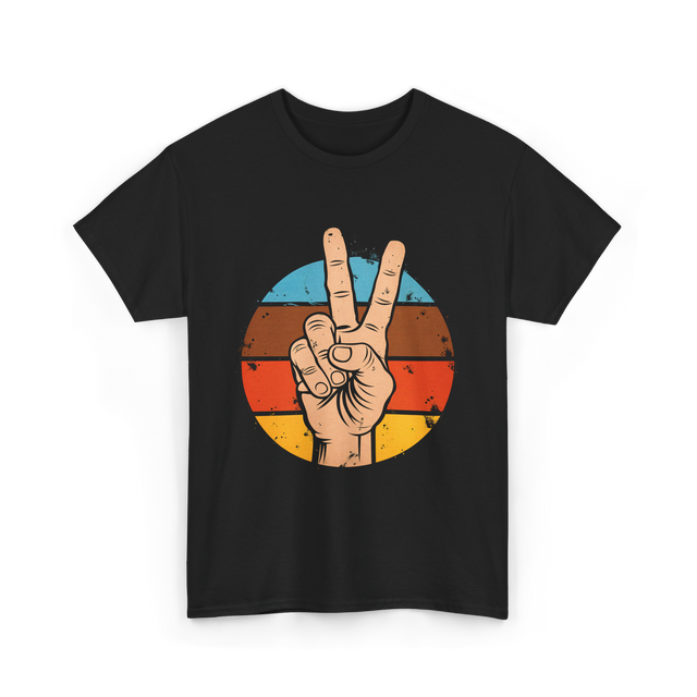 Peace Sign Vintage Hippie T-Shirt - Black