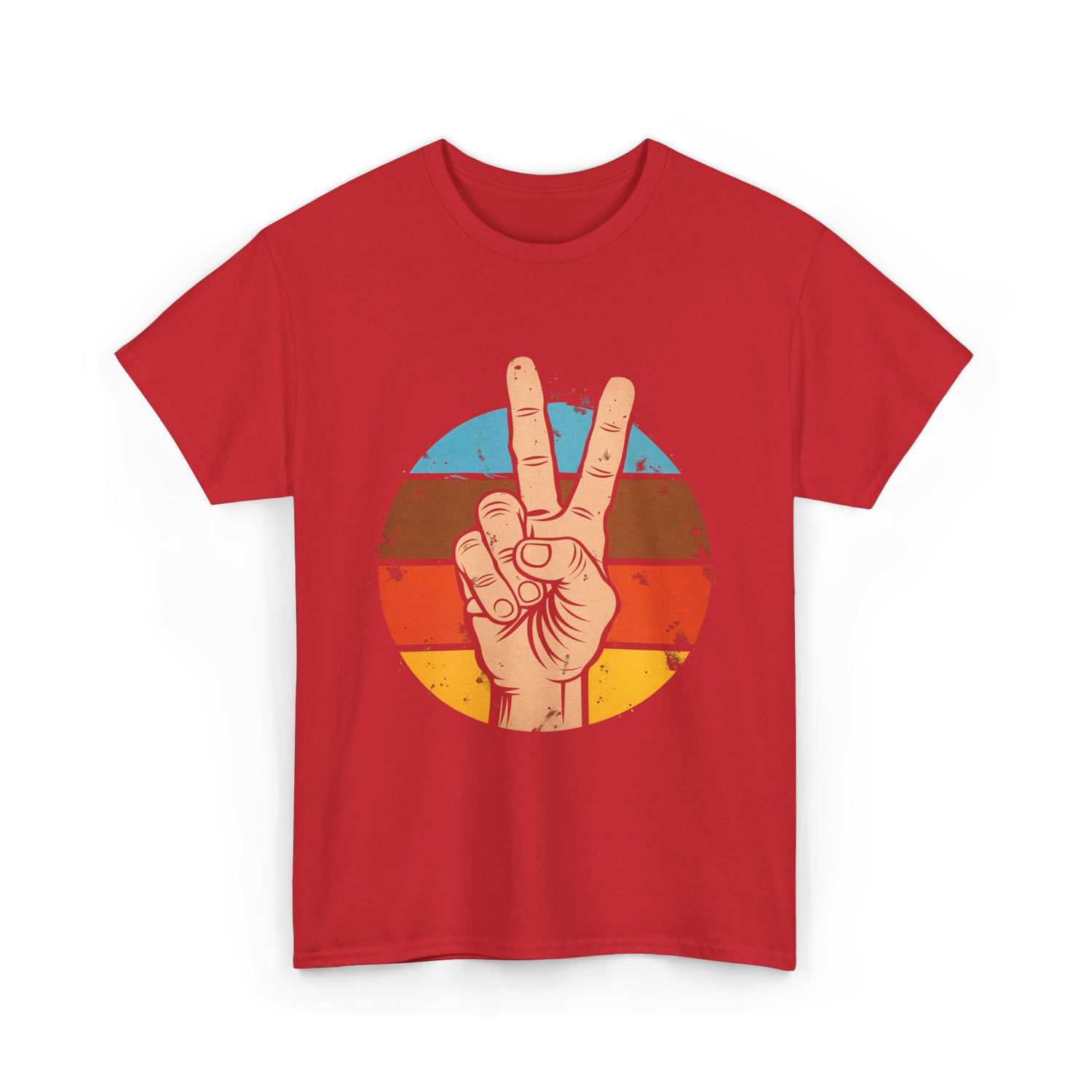 Peace Sign Vintage Hippie T-Shirt - Red