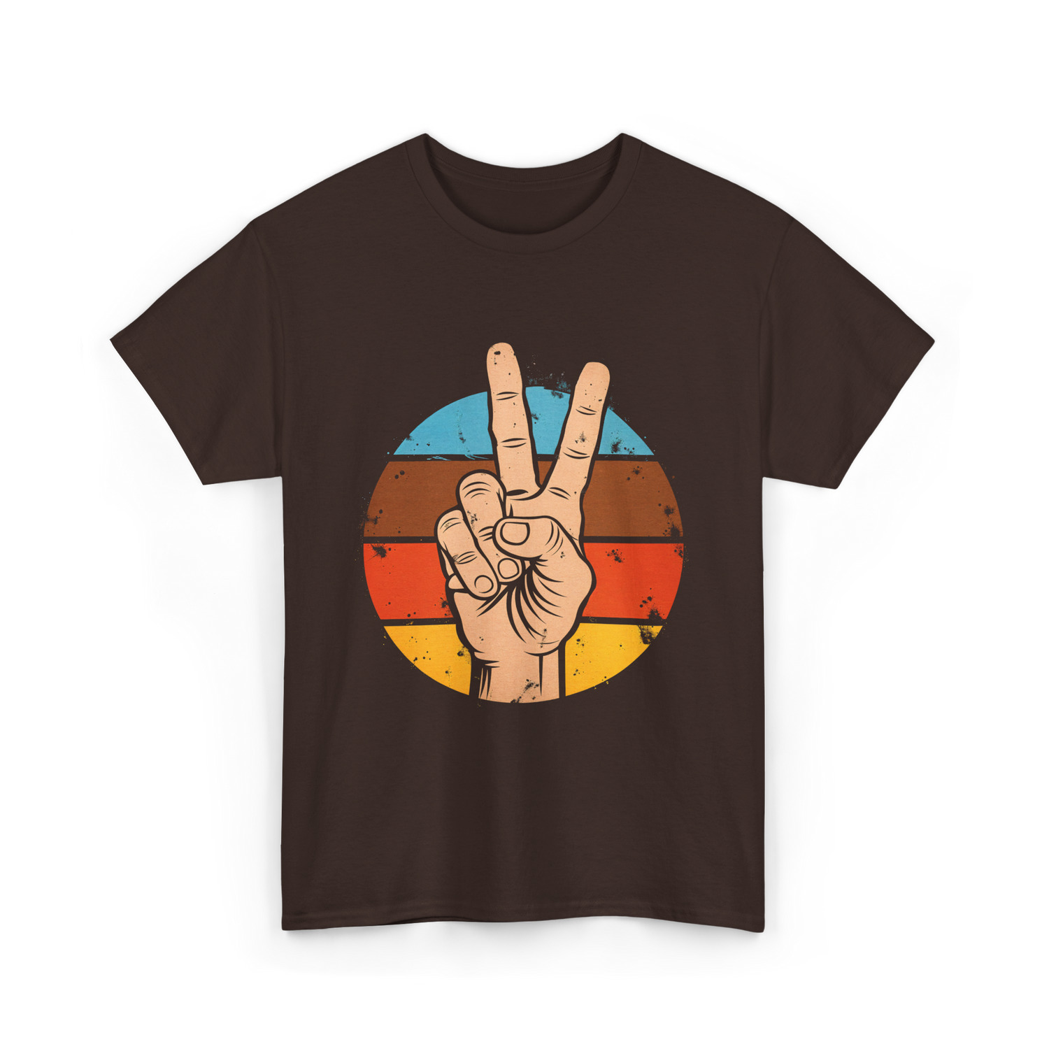 Peace Sign Vintage Hippie T-Shirt - Dark Chocolate