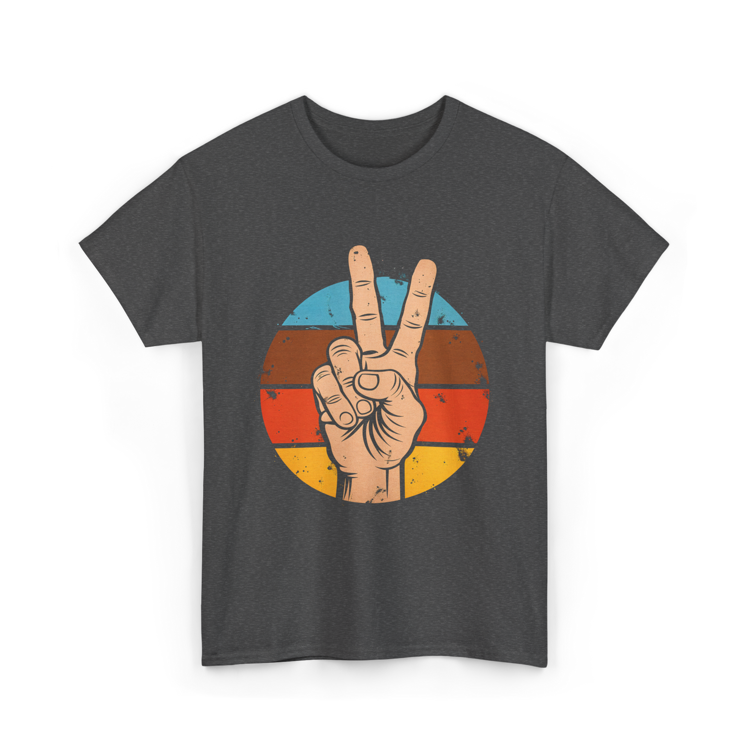 Peace Sign Vintage Hippie T-Shirt - Dark Heather