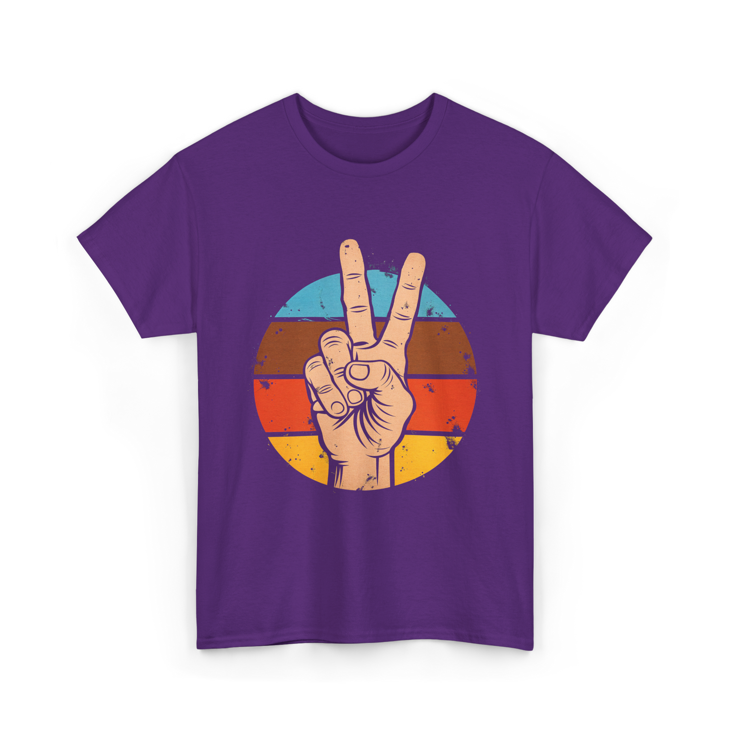 Peace Sign Vintage Hippie T-Shirt - Purple