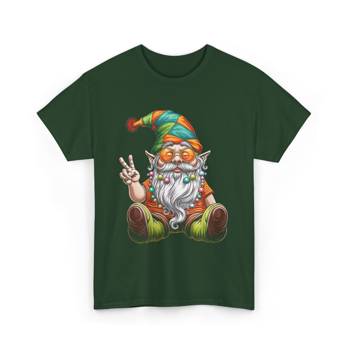 Peaceful Gnome T-Shirt - Forest Green