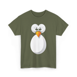 Penguin Face Cute Design Penguin T-Shirt - Military Green