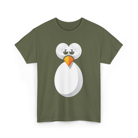 Penguin Face Cute Design Penguin T-Shirt - Military Green