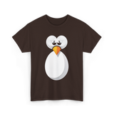 Penguin Face Cute Design Penguin T-Shirt - Dark Chocolate