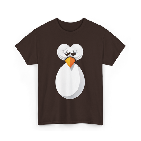 Penguin Face Cute Design Penguin T-Shirt - Dark Chocolate