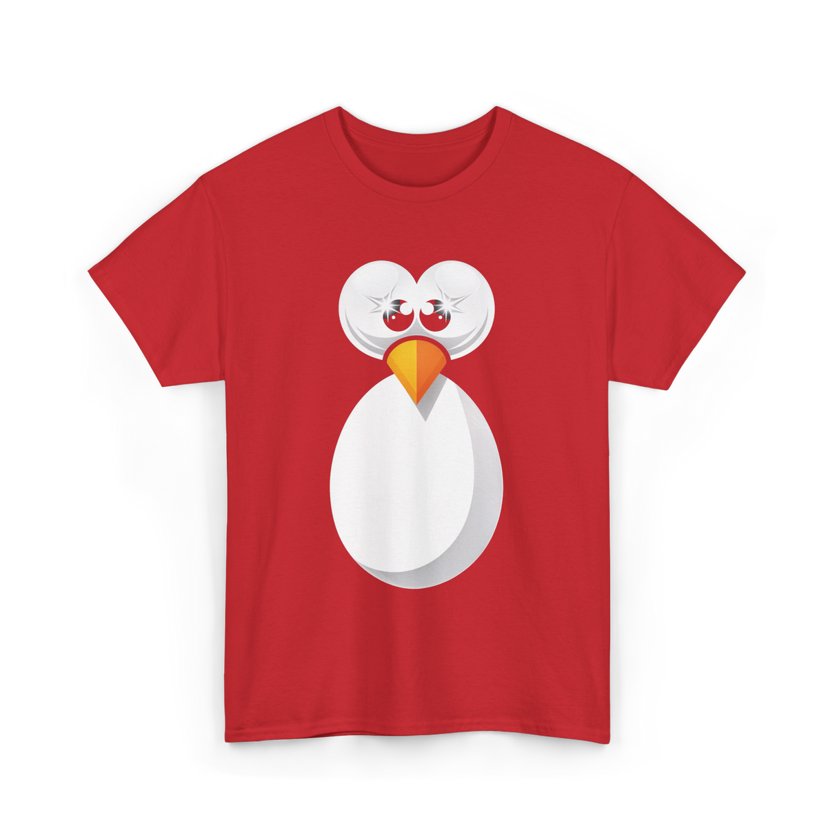 Penguin Face Cute Design Penguin T-Shirt - Red