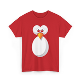 Penguin Face Cute Design Penguin T-Shirt - Red