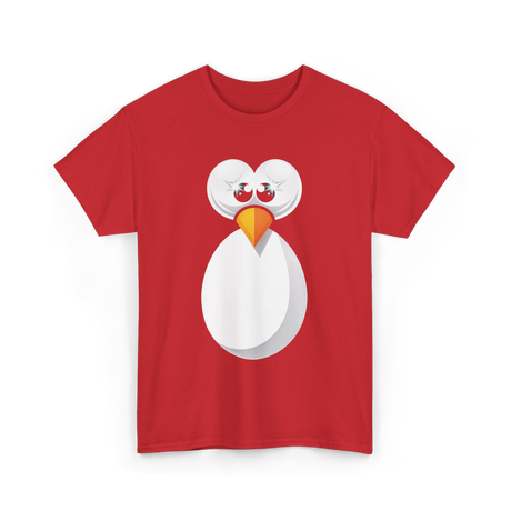 Penguin Face Cute Design Penguin T-Shirt - Red