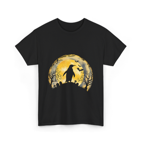 Penguin Halloween Moon Penguin T-Shirt - Black