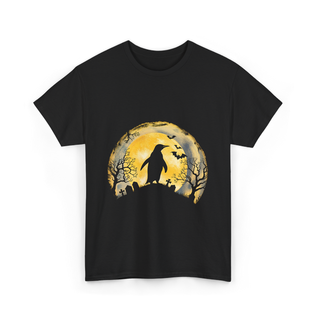 Penguin Halloween Moon Penguin T-Shirt - Black