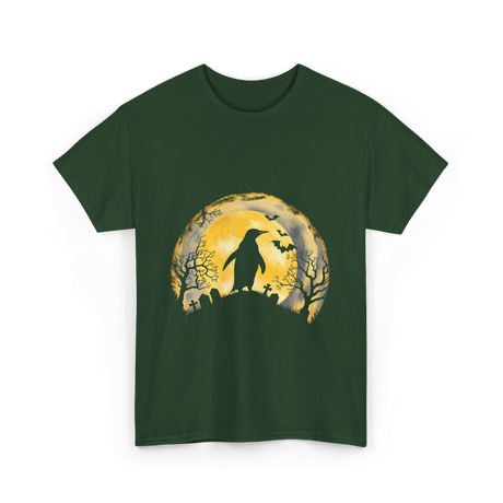 Penguin Halloween Moon Penguin T-Shirt - Forest Green