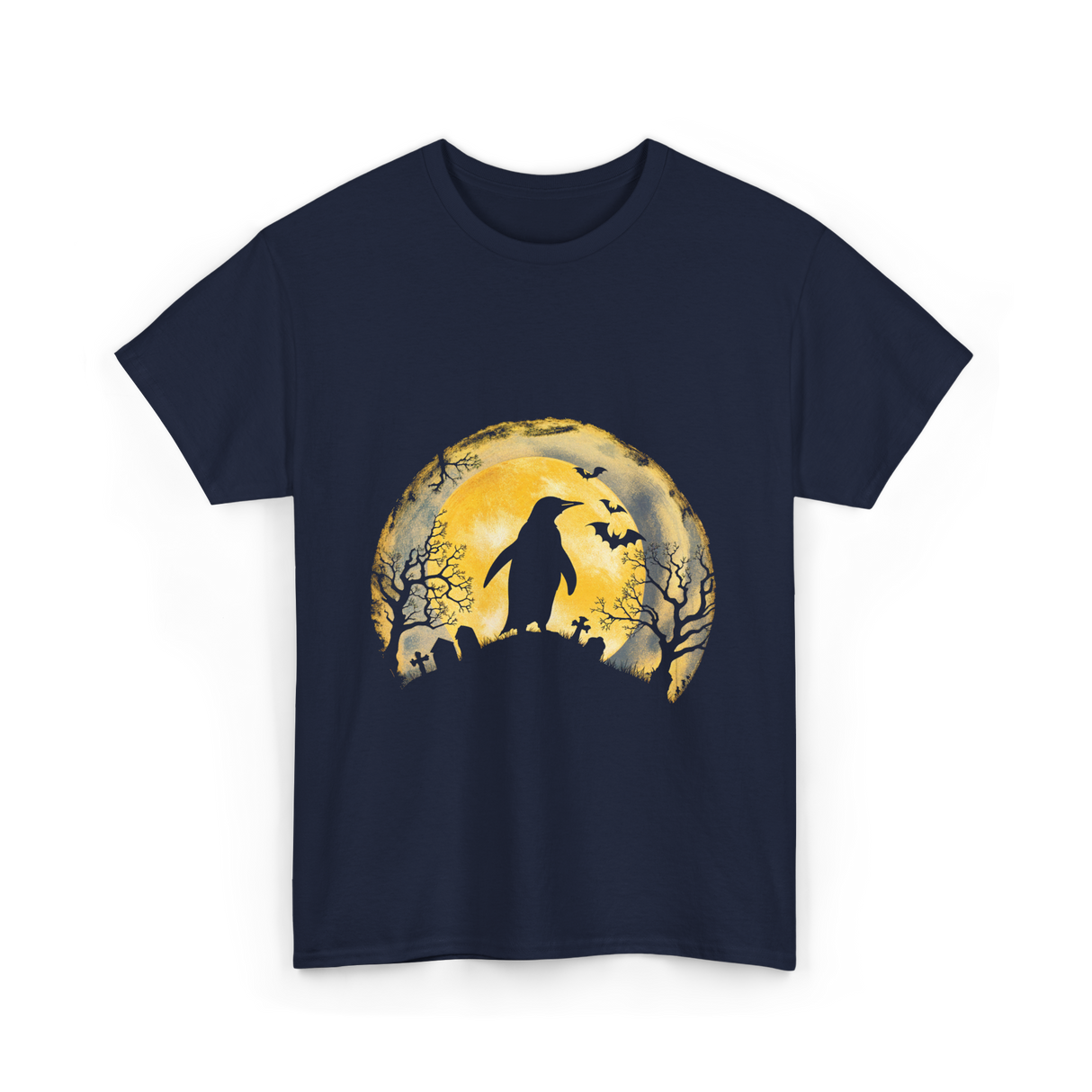 Penguin Halloween Moon Penguin T-Shirt - Navy