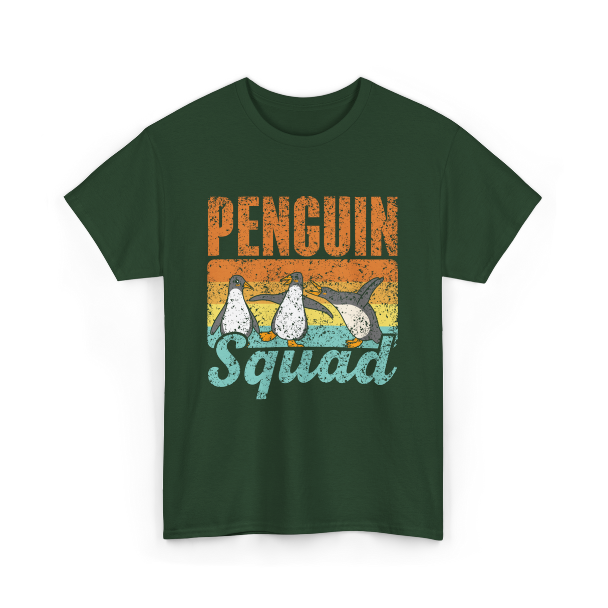 Penguin Squad Penguins Animal Lover T-Shirt - Forest Green