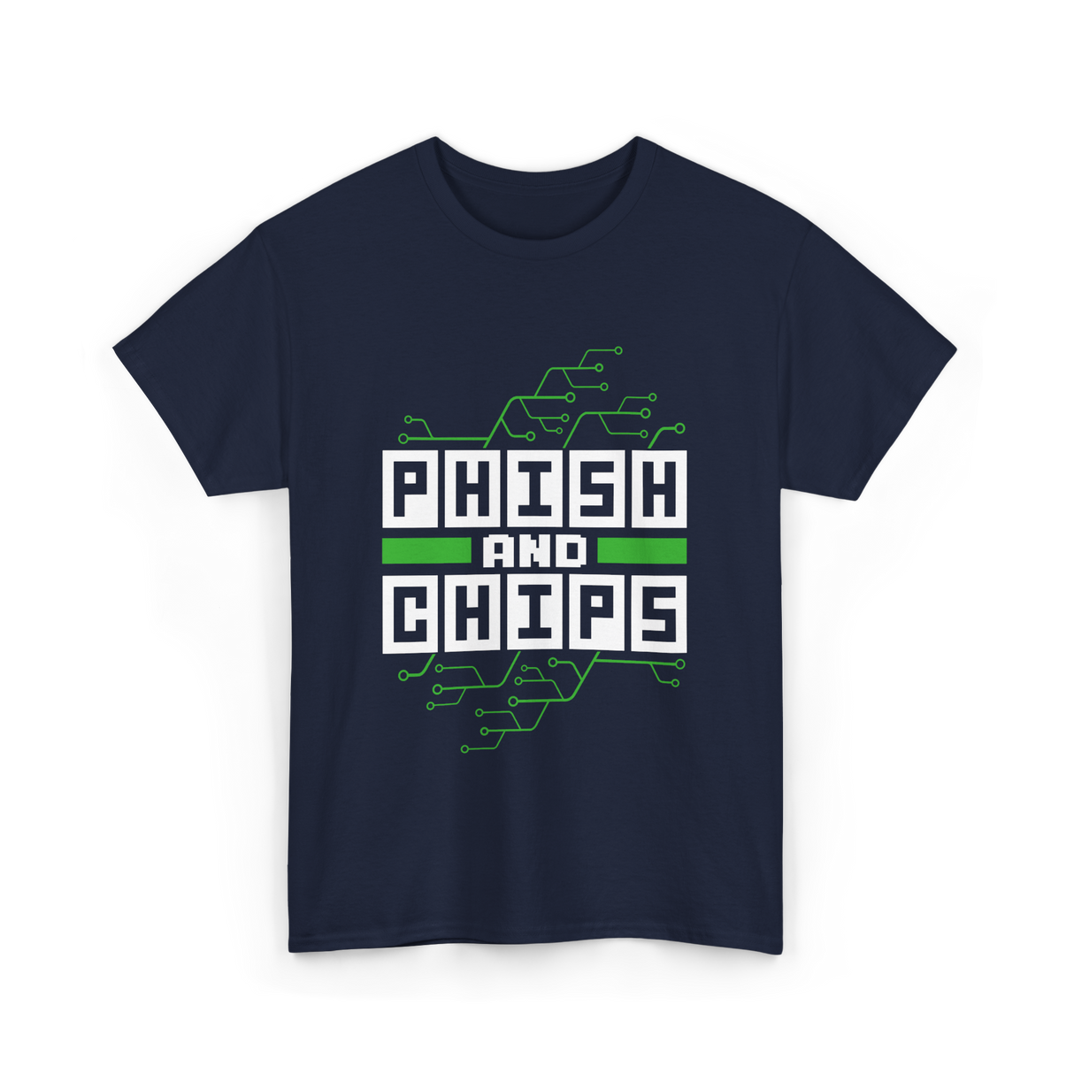 Phish And Chips Hacking Hacker T-Shirt - Navy