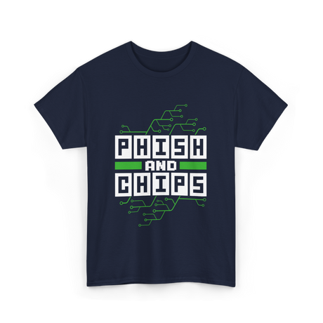 Phish And Chips Hacking Hacker T-Shirt - Navy