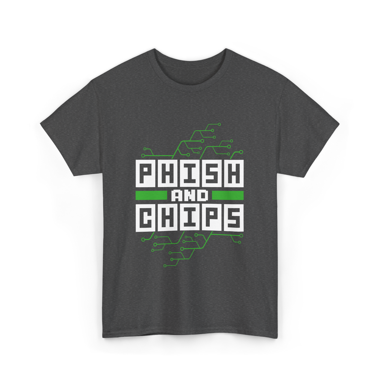 Phish And Chips Hacking Hacker T-Shirt - Dark Heather