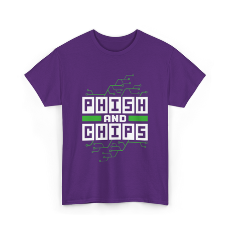 Phish And Chips Hacking Hacker T-Shirt - Purple