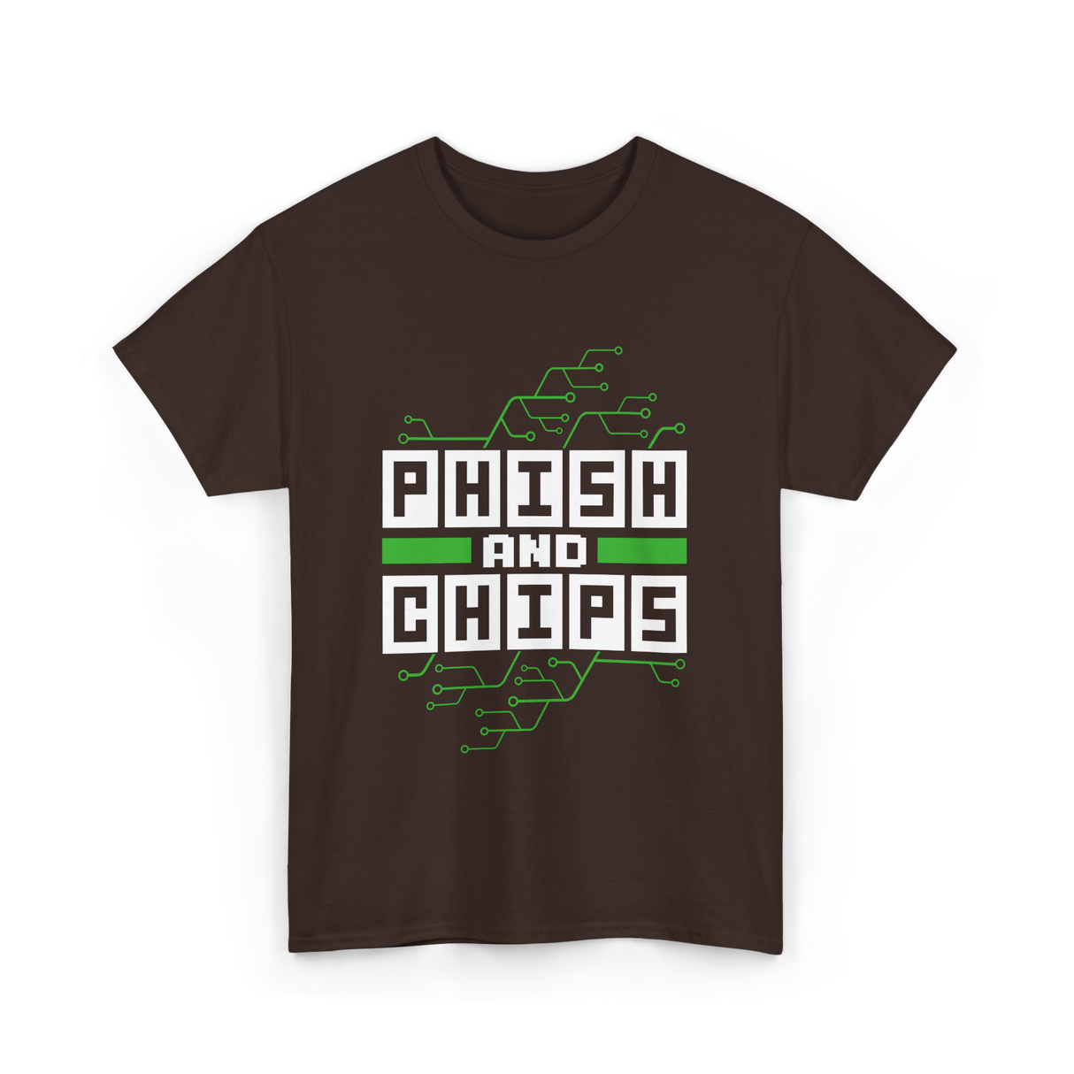 Phish And Chips Hacking Hacker T-Shirt - Dark Chocolate