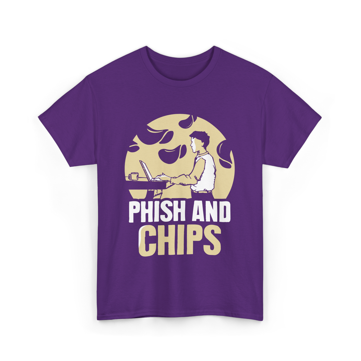 Phish And Chips Hacking Humor T-Shirt - Purple