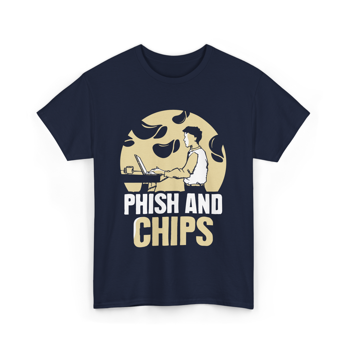 Phish And Chips Hacking Humor T-Shirt - Navy