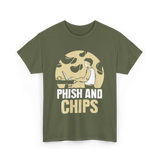 Phish And Chips Hacking Humor T-Shirt - Military Green