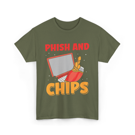 Phish And Chips Hacking T-Shirt - Military Green