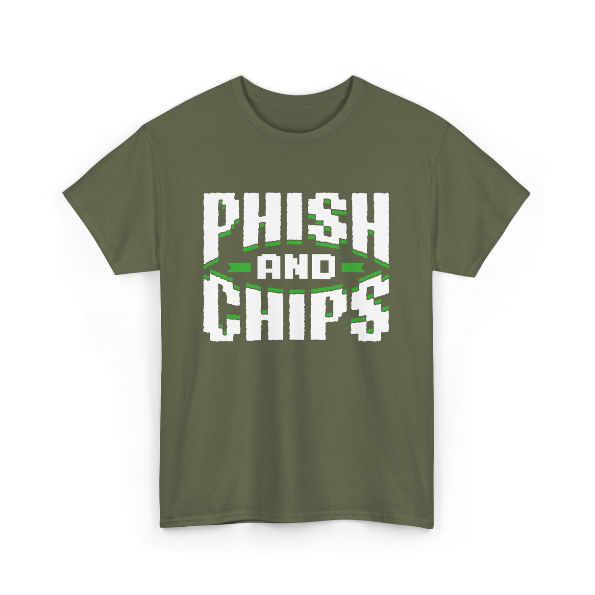 Phish and Chips Hacking T-Shirt - Military Green