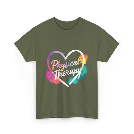 Physical Therapy Heart Therapy T-Shirt - Military Green