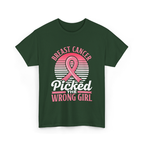 Picked The Wrong Girl Breast Cancer T-Shirt - Forest Green