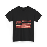 Pig Bacon Flag Barbecue T-Shirt - Black