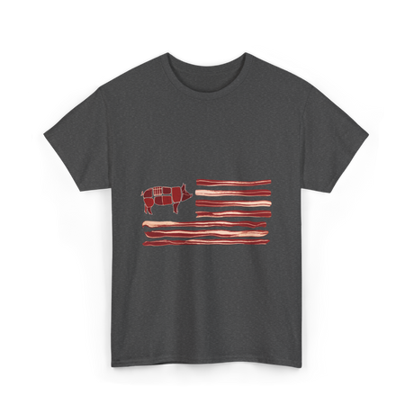 Pig Bacon Flag Barbecue T-Shirt - Dark Heather