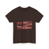 Pig Bacon Flag Barbecue T-Shirt - Dark Chocolate