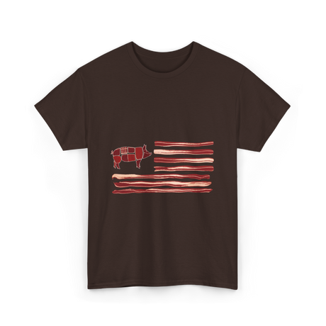 Pig Bacon Flag Barbecue T-Shirt - Dark Chocolate