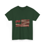 Pig Bacon Flag Barbecue T-Shirt - Forest Green