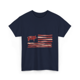 Pig Bacon Flag Barbecue T-Shirt - Navy