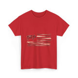 Pig Bacon Flag Barbecue T-Shirt - Red