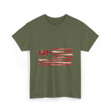 Pig Bacon Flag Barbecue T-Shirt - Military Green