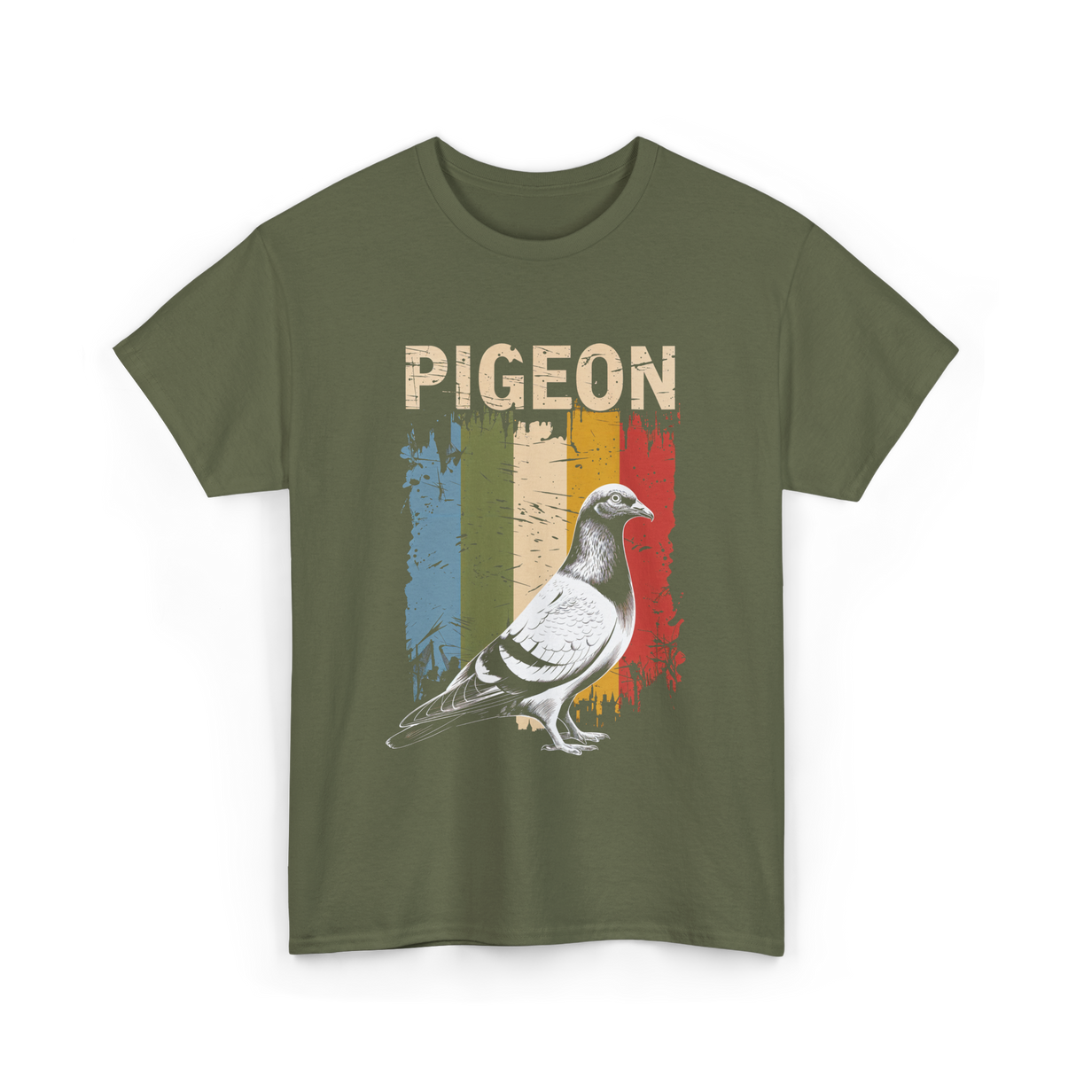 Pigeon Bird Lovers Pigeon Art T-Shirt - Military Green