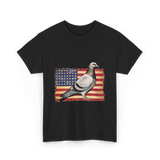 Pigeon Bird USA Flag Pigeon T-Shirt - Black